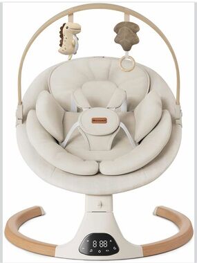 Cream Baby Swing Seat with Plush Support